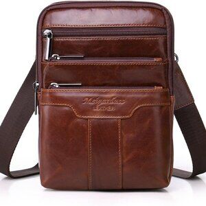 Men's Genuine Leather Cowhide Vintage Messenger Bag Shoulder Bag Crossbody Bag